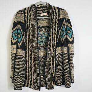 Pink Republic Bohemian Aztec Tribal Cardigan Knit Sweater Medium Western Boho